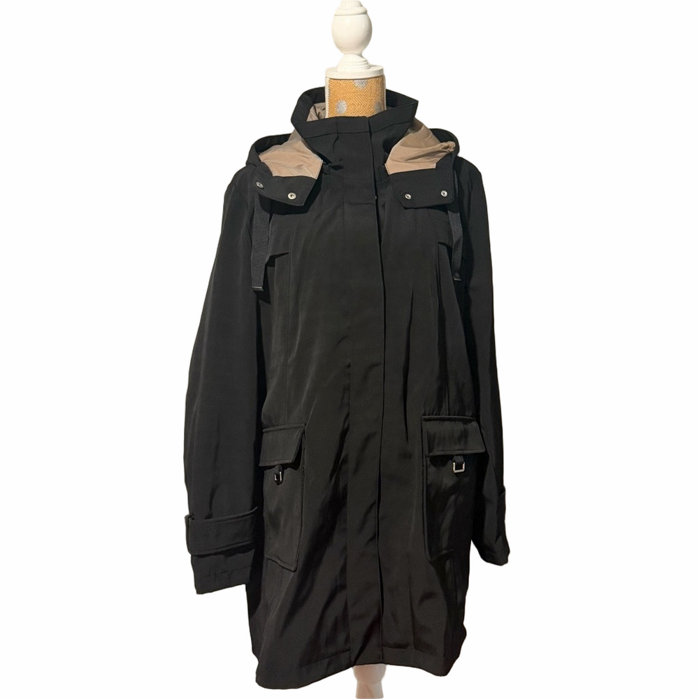 Jones New York Black Hooded Water Resistant Jacket NWT
